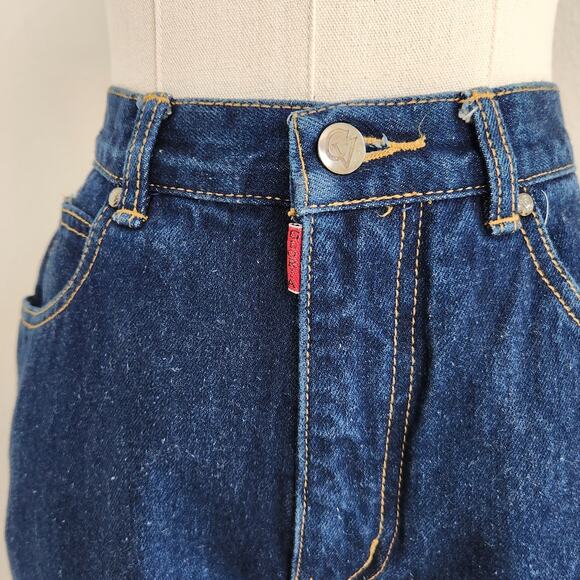Vintage 80s Gloria Vanderbilt Dark Wash High Waisted Tapered Leg Mom Jeans 0 - Picture 3 of 10